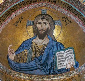Der Name Jesu Christi, Normannenkathedrale von Cefalà¹ (Sizilien): "Ego sum lux mundi"