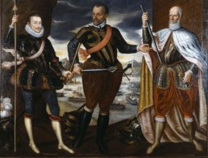 Die Sieger von Lepanto (v.l.): Don Juan de Austria, Marcantonio Colonna (Rom) und Sebastiano Venier (Venedig)