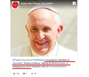 Papst Franziskus empfängt Familie von Asia Bibi