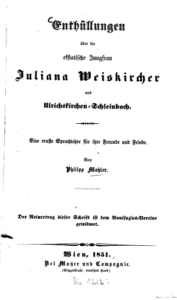 Juliana Weiskircher, Schrift von 1851