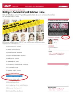 Christiane Tennhardt, Berliner Abtreiberin, unterzeichnete im November 2017 die Abtreiber-Solidaritätsaktion für Kristina Hänel.