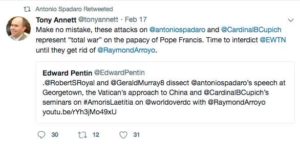 Spadaro übernahm ein Tweet mit der Interdikt-Forderung gegen EWTN