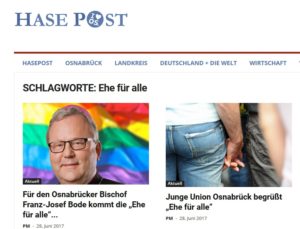 Bischof Bode in einem Osnabrücker Onlinemedium dargestellt