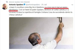 Tweet von Antonio Spadaro SJ: „Das Kreuz ist nie ein Symbol der Identität“