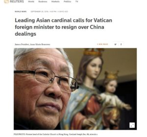 Kardinal Zen: „Das ist Verrat. Kardinalstaatssekretär soll zurücktreten“