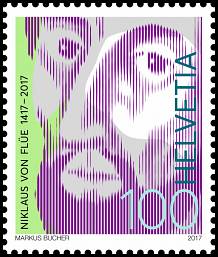 Briefmarke der Schweizer Post zum 600. Geburtsjahr des Heiligen