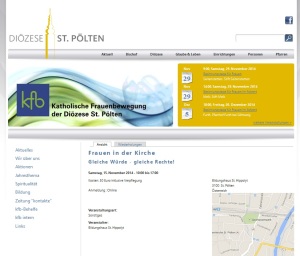 Veranstaltung auf Internetseite der Diözese St. Pölten beworben