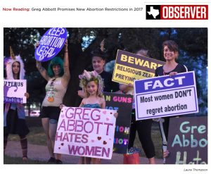 Perverse Abtreibungspropaganda: ein kleines Mädchen beschuldigt Gouverneur Abbott "Frauen zu hassen", weil er gegen die Tötung ungeborener Kinder auftritt
