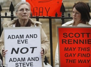 Adam und Eva und nicht Adam und Steve - Protest schottischer Christen gegen Homosex