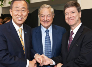 Ban Ki-moon, George Soros und Jeffrey Sachs