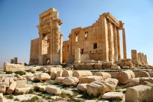 Ruine der christlichen Bischofskirche von Palmyra, vormals der Bel-Tempel