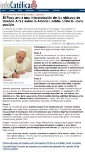 Der erste Bericht vom 6. September: "Papst Franziskus bestätigt einzig mögliche Interpretation von Amoris laetitia"