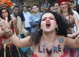 Feministen Lesben antichristlicher Protest in Rio de Janeiro