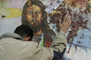 Geschundene Christen in Ägypten: Christusfresko nach einem Attentat