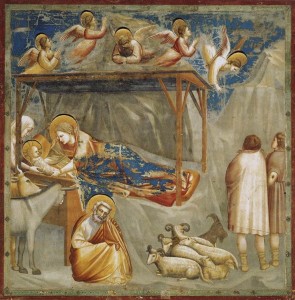 Geburt Christi, Anbetung der Hirten und das Frohlocken der Engel (Giotto, Cappella degli Scrovegni)