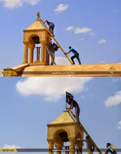 Schwarze Fahne des IS statt Kreuz auf dem Georgskloster von Mosul