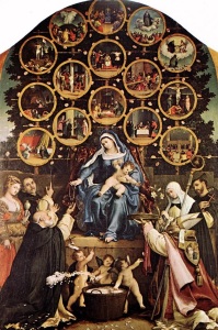 Maria vom Rosenkranz von Lorenzo Lotto