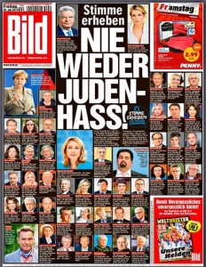"Nie wieder Judenhass" - Bild-Zeitung im Juli 2014