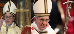 Papst Franziskus traditionelle und moderne Ferula (Kreuzstab)