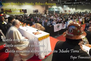 Papst Franziskus am 9. Juli 2015 beim Treffen mit den "Volksbewegungen"