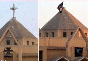 Auch von seiner Bischofskirche in Mossul rieß der IS das Kreuz und setzte seine schwarze Fahne