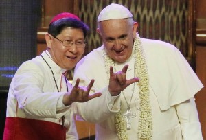 Kardinal Tagle und Papst Bergoglio in Manila