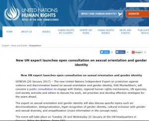 Homo-Weltpolizist ist beim Hohe Kommissar der Vereinten Nationen für Menschenrechte in Genf angesiedelt