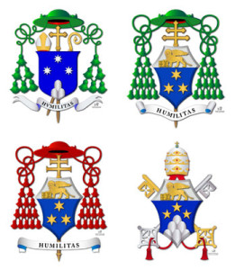 Wappen Papst Johannes Pauls I. vom Bischofswappen zum Papstwappen, vom achtzackigen zum fünfzackigen Stern