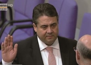Amtseid von Vizekanzler Sigmar Gabriel im Bundestag in Berlin